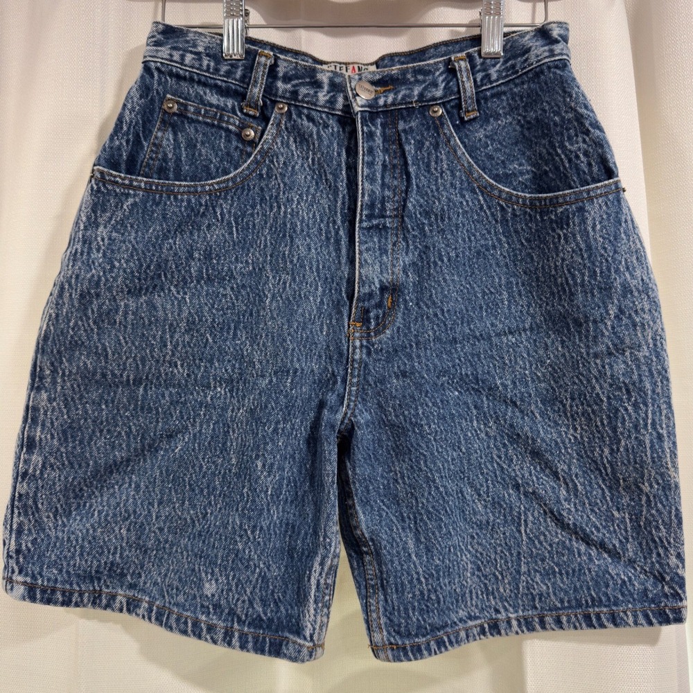 Stefano International Vintage 90s High Waisted Acid Wash Denim Shorts Size 8